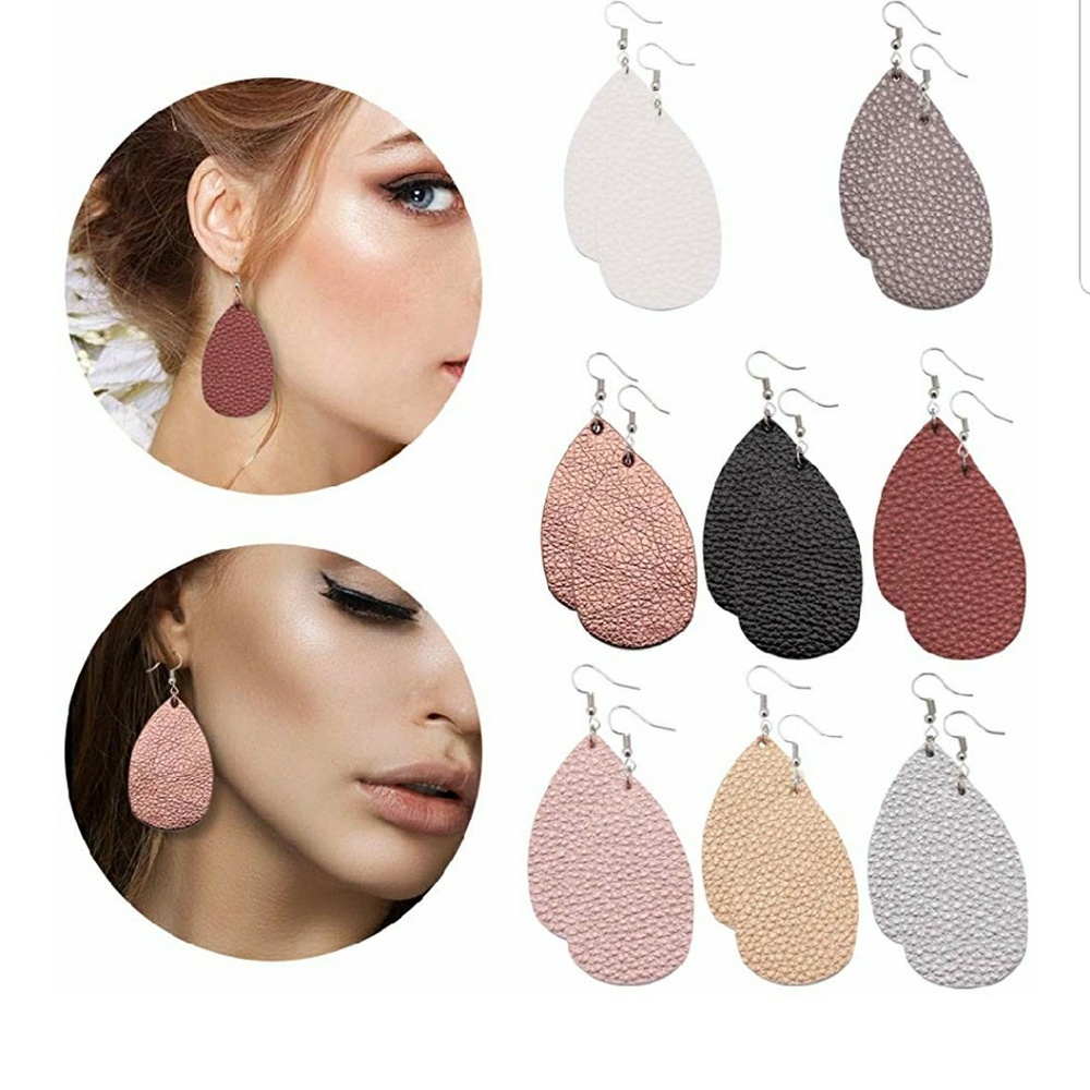 Lightweight Faux Leather Leaf Earrings 
